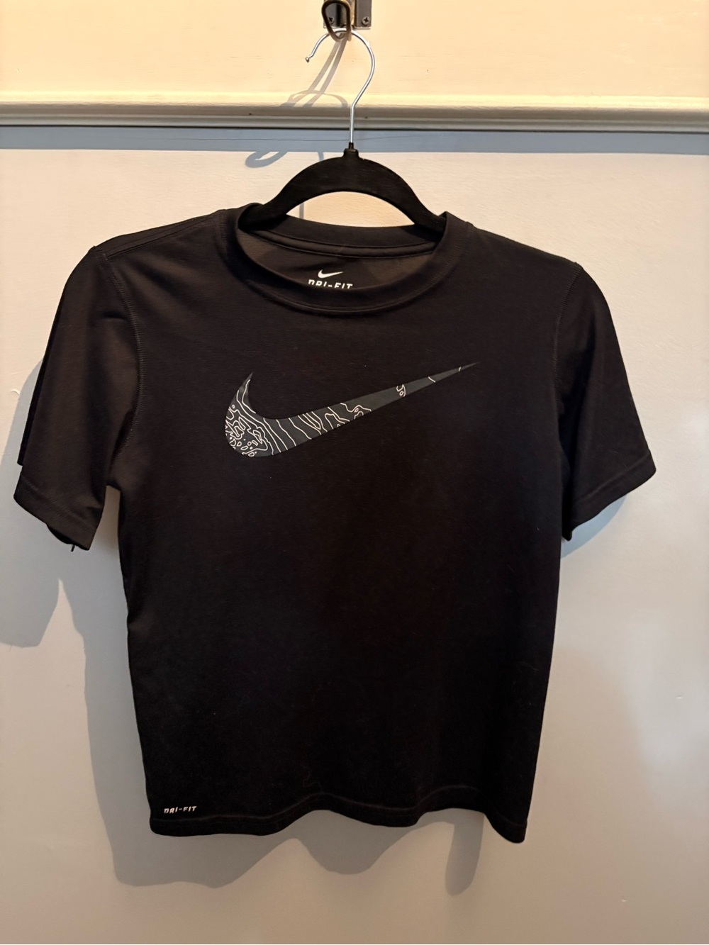Nike Black Dri-FIT Tee with White Swoosh and Print